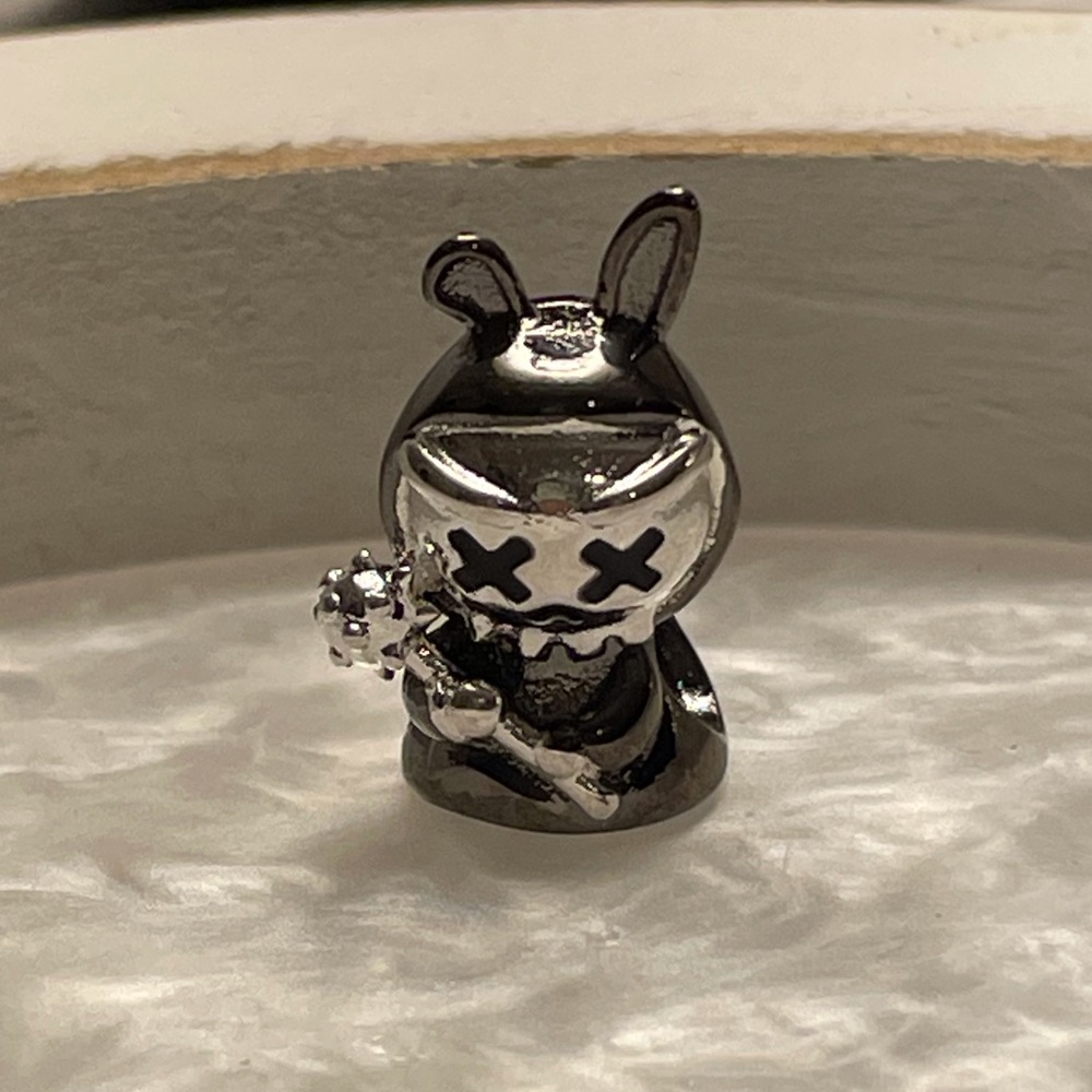 Grim Reaper Bunny Bracelet Charm Sterling Silver Two Tone - Picture 3 of 11